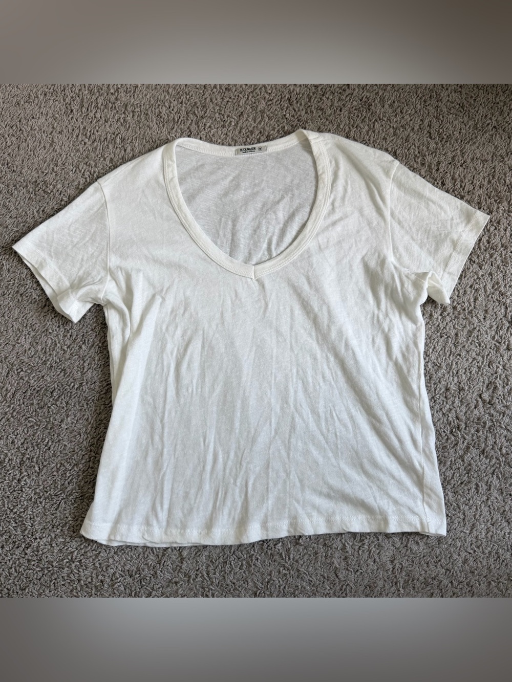 Buck Mason Toughknit Boyfriend Crop V Neck Tee T Shirt
